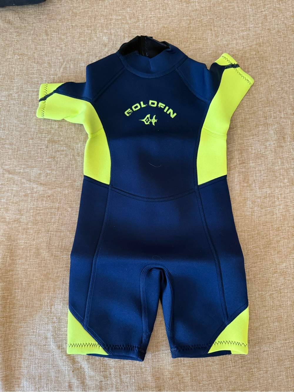 Kids' Navy and Neon Yellow Shorty Wetsuit